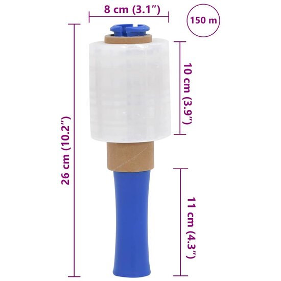 Stretchfilm met handvat 10 st transparant 23 &mu;m 10 cm x 150 m