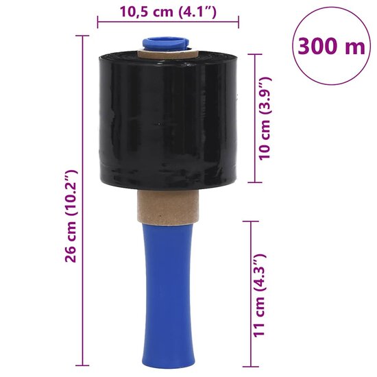 Stretchfolies 10 stuks zwart 23 &micro;m 10 cm x 300 m