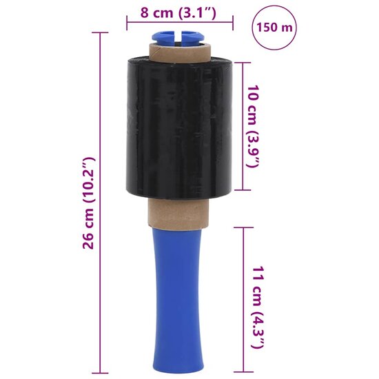 Stretchfolies 10 Stuks 23 &Mu;m 10 cm x 150 m Zwart