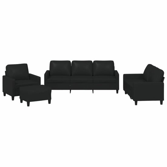 4-Delige Loungeset Met Kussens Kunstleer Zwart
