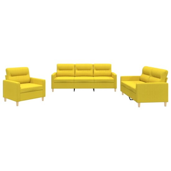 3-delige Loungeset met kussens stof lichtgeel