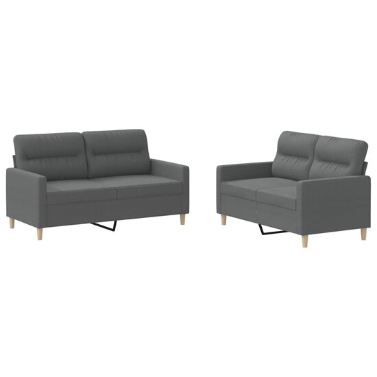 2-delige Loungeset met kussens stof donkergrijs