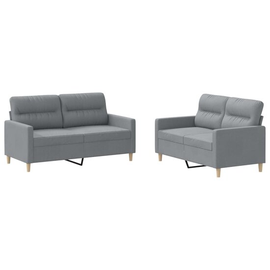 2-delige Loungeset met kussens stof lichtgrijs