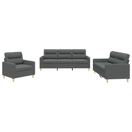 3-delige Loungeset met kussens stof donkergrijs