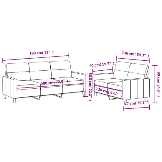 2-delige Loungeset met kussens stof wijnrood