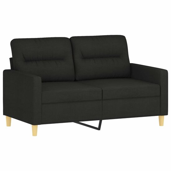 3-delige loungeset met kussens stof zwart