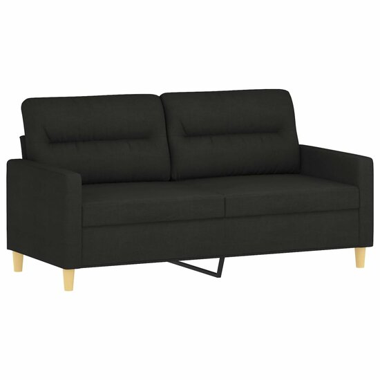 3-delige loungeset met kussens stof zwart