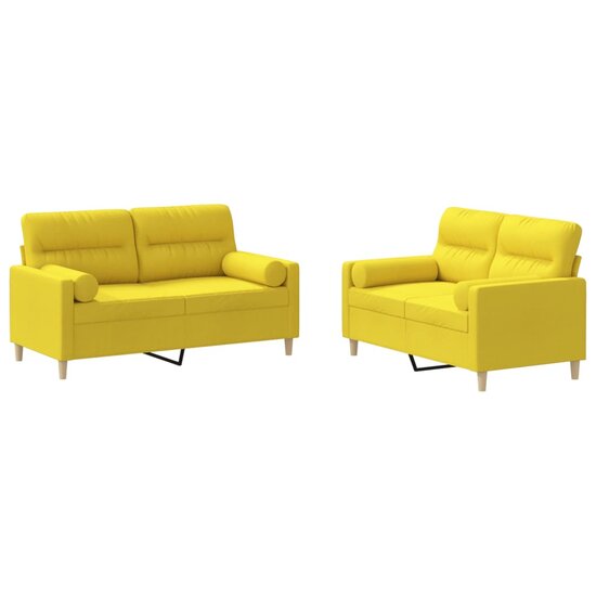 2-delige Loungeset met kussens stof lichtgeel