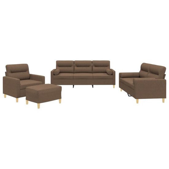 4-delige Loungeset met kussens stof bruin