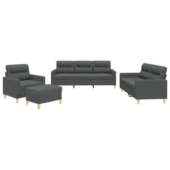 4-Delige Loungeset Met Kussens Stof Donkergrijs