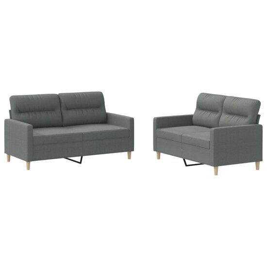 2-Delige Loungeset Stof Donkergrijs met kussens