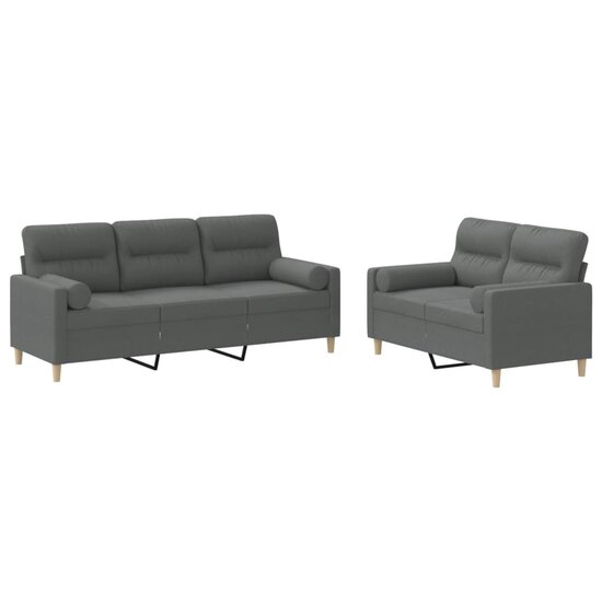2-Delige Loungeset Stof Donkergrijs met kussens