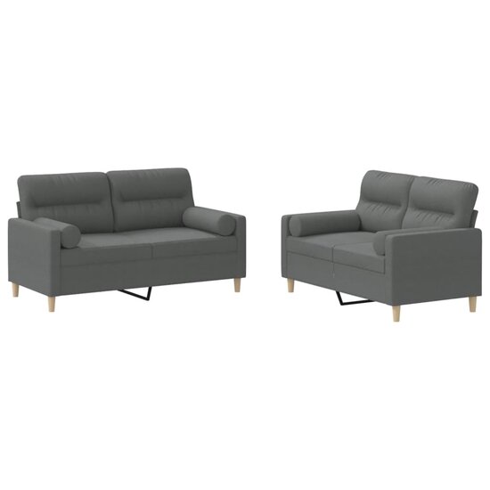 2-Delige Loungeset Stof Donkergrijs met kussens