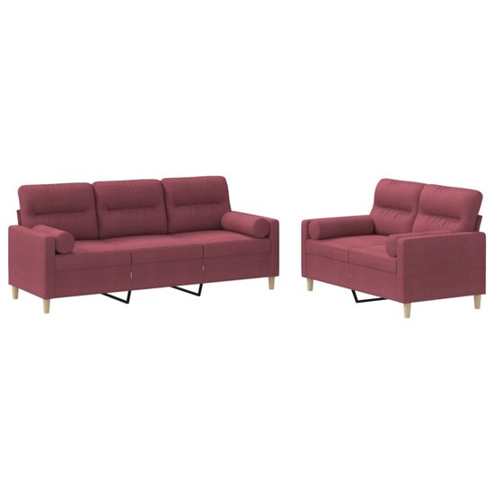 2-Delige Loungeset Stof Wijnrood met kussens