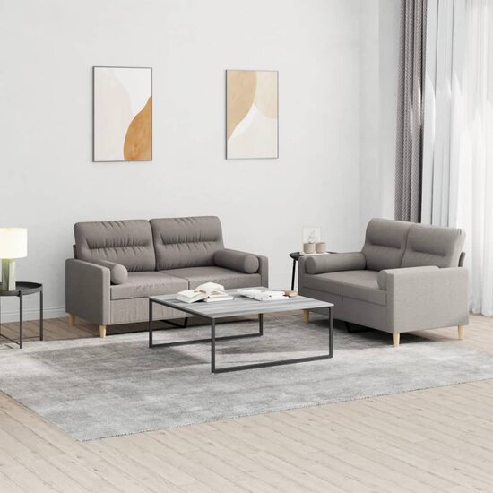 2-Delige Loungeset Stof Taupe met kussens