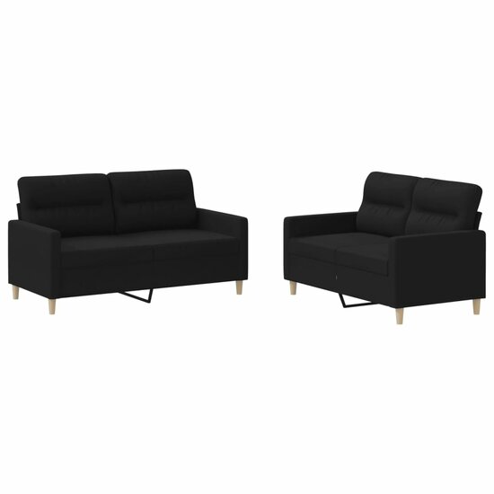 2-Delige Loungeset Stof Zwart met kussens
