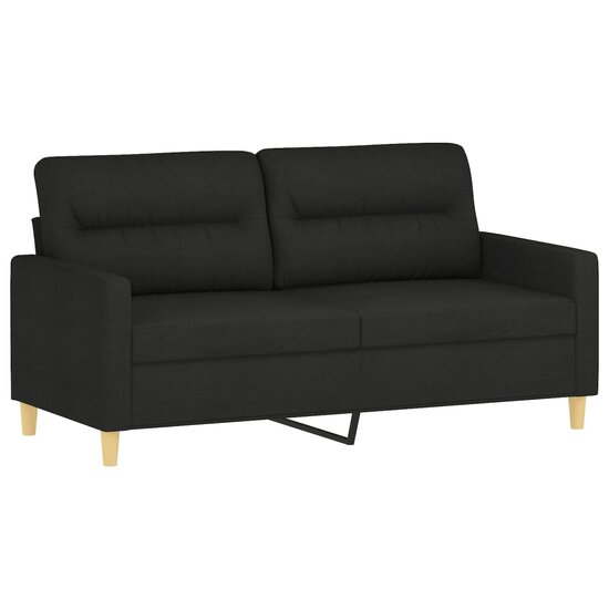 2-Delige Loungeset Stof Zwart met kussens