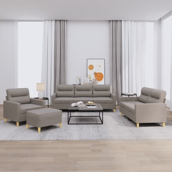 4-Delige Loungeset Met Kussens Stof Taupe