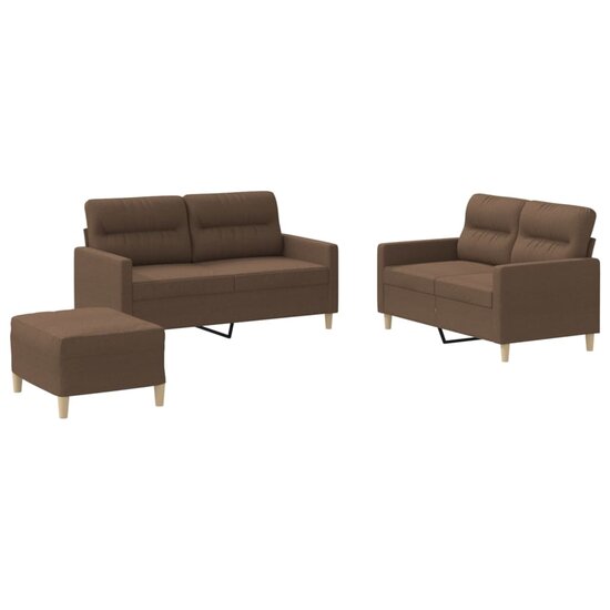 4-Delige Loungeset Met Kussens Stof Bruin