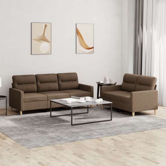 2-Delige Loungeset Stof Bruin met kussens