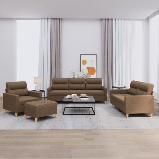 4-Delige Loungeset Met Kussens Stof Bruin