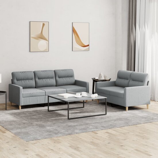 2-Delige Loungeset Stof Lichtgrijs met kussens
