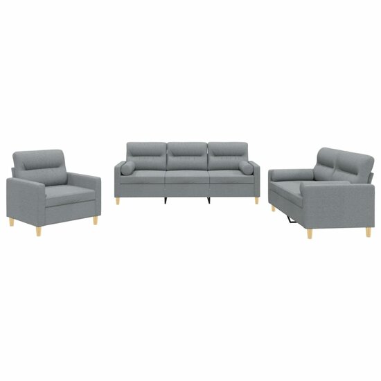 3-Delige Loungeset Stof Lichtgrijs met kussens