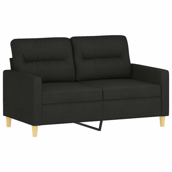 3-Delige Loungeset Met Kussens Stof Zwart