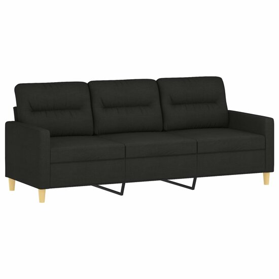 3-Delige Loungeset Met Kussens Stof Zwart