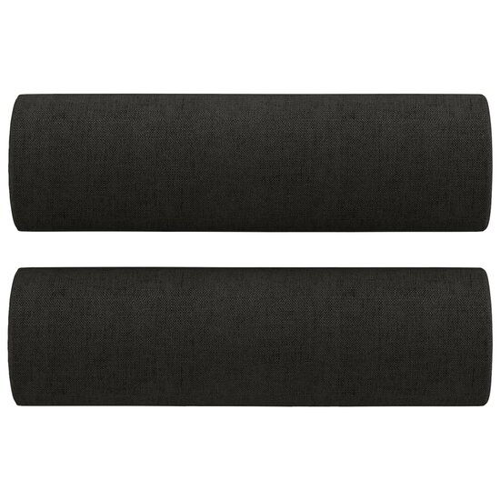 3-Delige Loungeset Met Kussens Stof Zwart