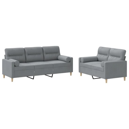 2-Delige Loungeset Stof Lichtgrijs met kussens
