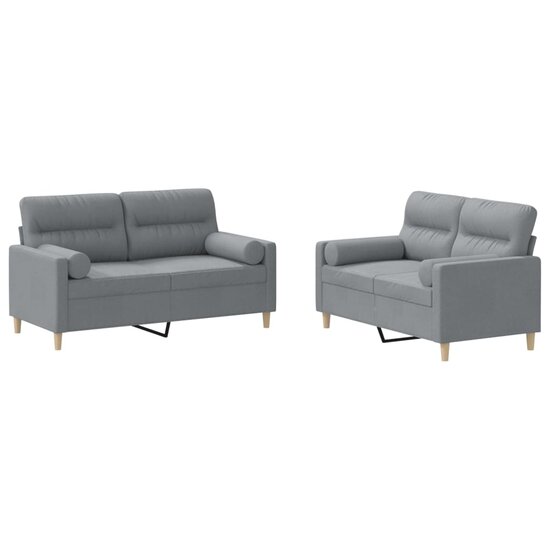 2-Delige Loungeset Stof Lichtgrijs met kussens