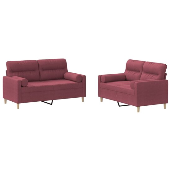 2-Delige Loungeset Stof Wijnrood met kussens