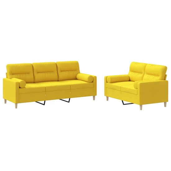 2-Delige Loungeset Stof Lichtgeel met kussens
