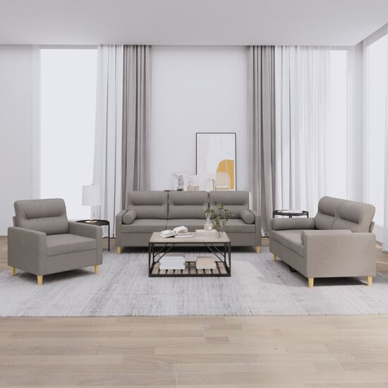 3-Delige Loungeset Stof Taupe met kussens