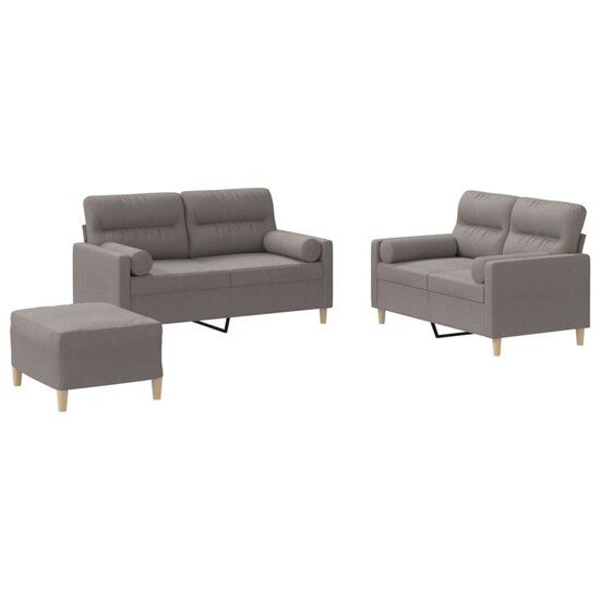 3-Delige Loungeset Met Kussens Stof Taupe