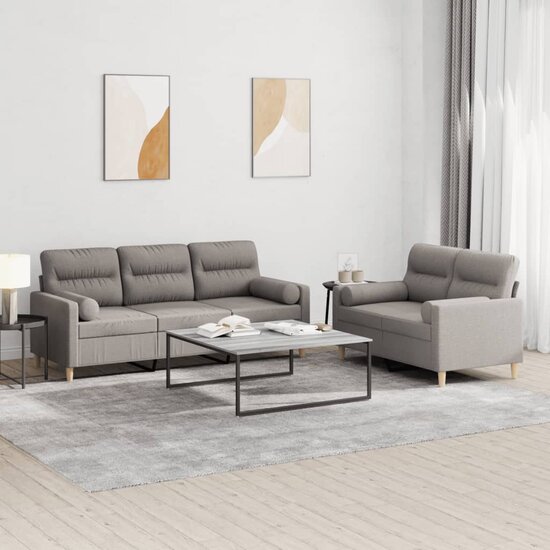 2-Delige Loungeset Stof Taupe met kussens