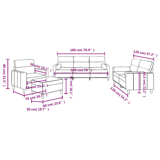 4-Delige Loungeset Met Kussens Stof Taupe