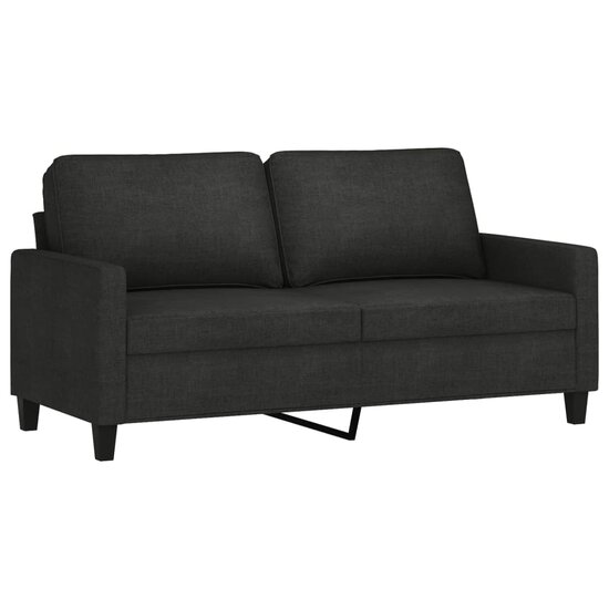 3-Delige Loungeset Met Kussens Stof Zwart