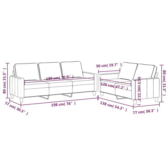 2-delige Loungeset met kussens fluweel wijnrood
