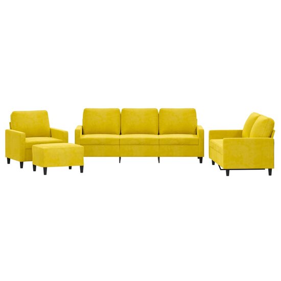 4-delige Loungeset met kussens fluweel geel