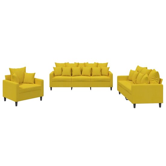 3-Delige Loungeset Fluweel Geel met kussens