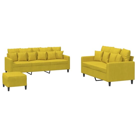 3-Delige Loungeset Met Kussens Fluweel Geel