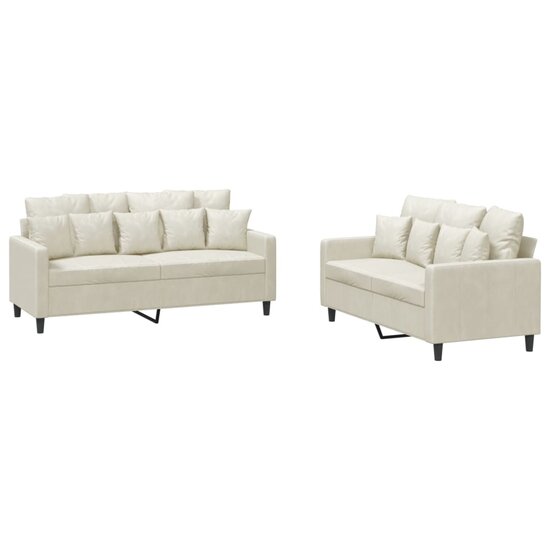 2-Delige Loungeset Fluweel Kleurig Cr&egrave;me met kussens
