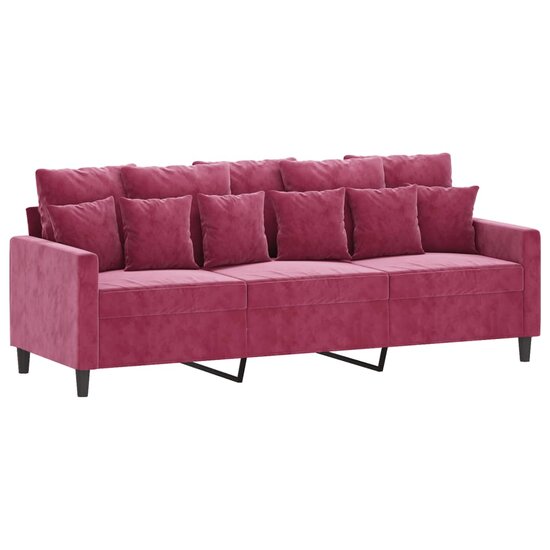 3-Delige Loungeset Met Kussens Fluweel Wijnrood
