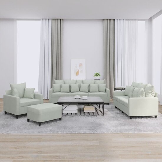 4-Delige Loungeset Met Kussens Fluweel Lichtgrijs