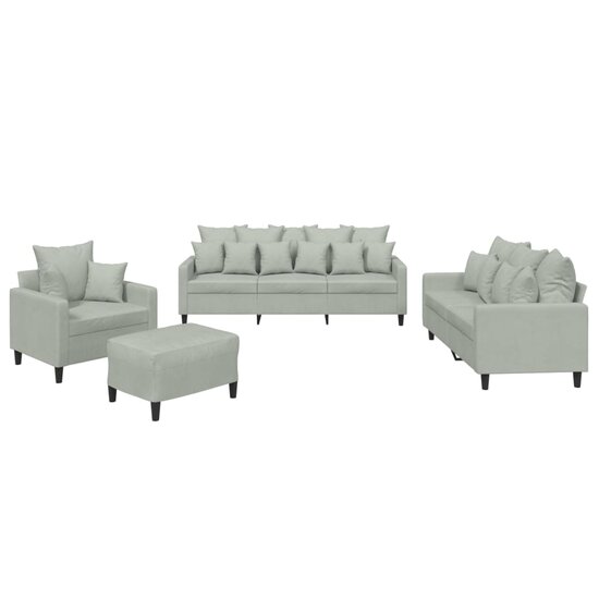 4-Delige Loungeset Met Kussens Fluweel Lichtgrijs