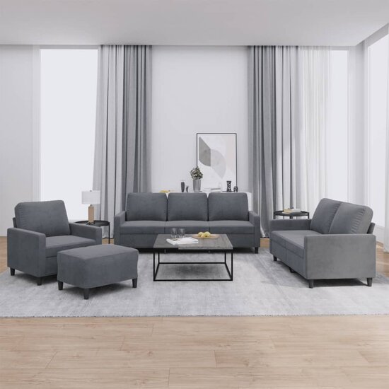 4-Delige Loungeset Met Kussens Fluweel Donkergrijs