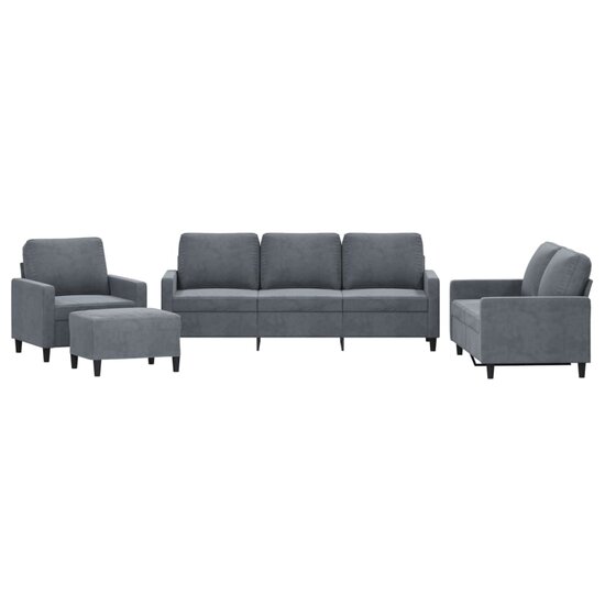 4-Delige Loungeset Met Kussens Fluweel Donkergrijs