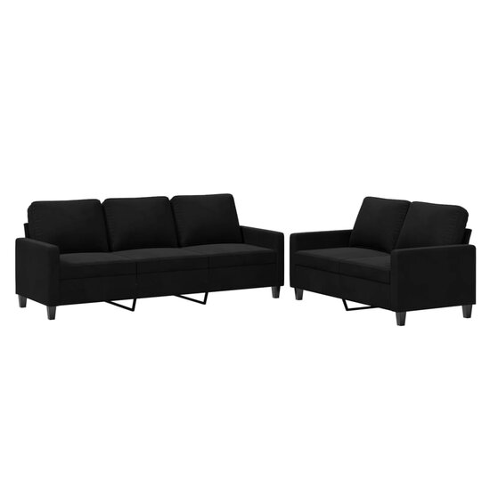 2-Delige Loungeset Fluweel Zwart met kussens